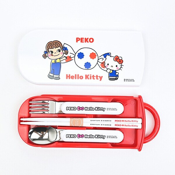 サンリオ ハローキティ × 不二家 ペコちゃん 抗菌食洗機対応スライドトリオセット ランチ 日本製 不二家 Sanrio