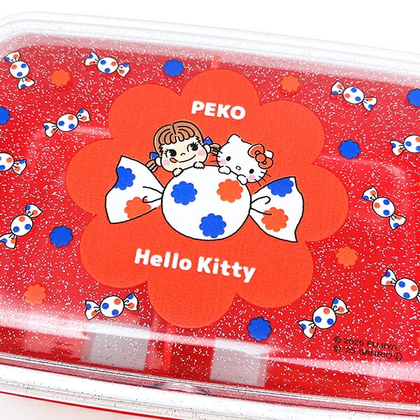 サンリオ ハローキティ × 不二家 ペコちゃん ふわっとフタタイトランチボックス なかよし ラメ 弁当箱 日本製 Sanrio