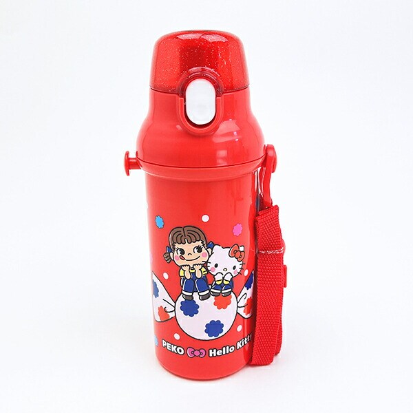 サンリオ ハローキティ × 不二家 ペコちゃん 直飲みプラワンタッチボトル 水筒 ランチ 日本製 Sanrio