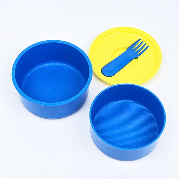 パペットスンスン 丸型ランチボックス2段(フォーク付き) 日本製