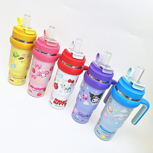 サンリオ シナモロール ハンドル付2WAYストローステンレスタンブラー 水筒 ランチ シナモン Sanrio