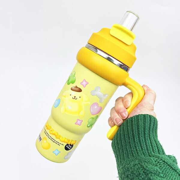 サンリオ ポムポムプリン ハンドル付2WAYストローステンレスタンブラー 水筒 ランチ Sanrio