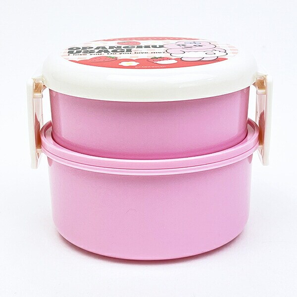 おぱんちゅうさぎ 丸型ランチボックス2段(フォーク付) 日本製