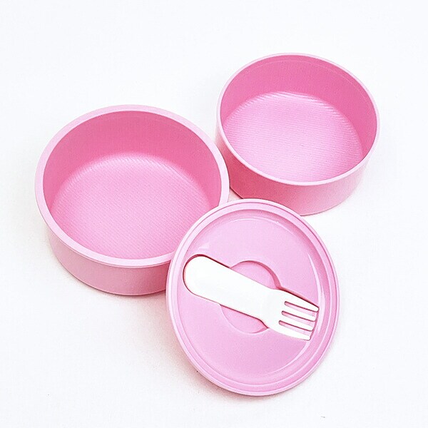 おぱんちゅうさぎ 丸型ランチボックス2段(フォーク付) 日本製