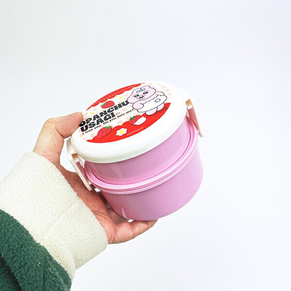 おぱんちゅうさぎ 丸型ランチボックス2段(フォーク付) 日本製