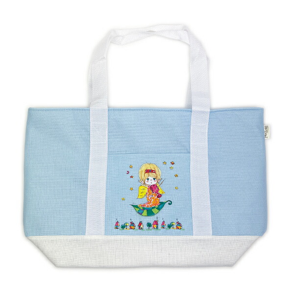 水森亜土 麻風保冷トートショッピングバッグ お買い物バッグ