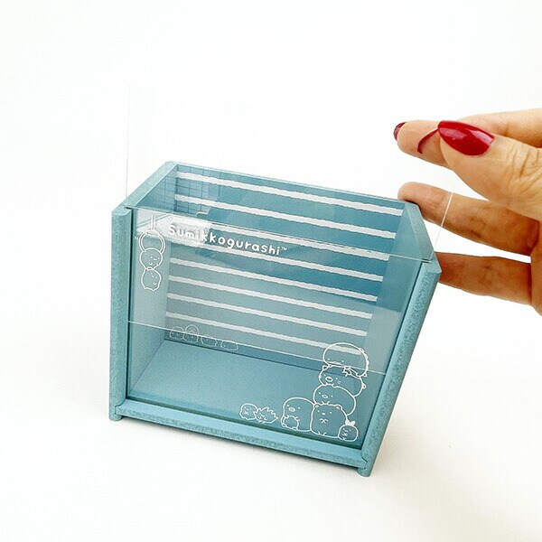 すみっコぐらし フレーム付きボックス ブルー 文具 日本製 すみっこ