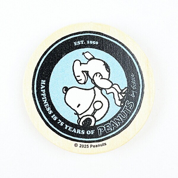 スヌーピー 丸型木のマグネット アクア PEANUTS 75th SNOOPY 日本製