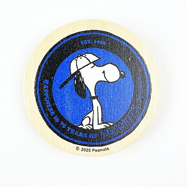 スヌーピー 丸型木のマグネット ネイビー PEANUTS 75th SNOOPY 日本製