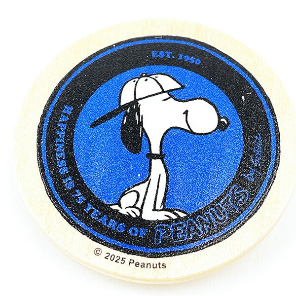 スヌーピー 丸型木のマグネット ネイビー PEANUTS 75th SNOOPY 日本製