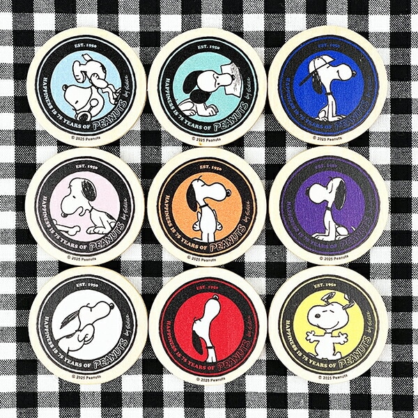 スヌーピー 丸型木のマグネット レッド PEANUTS 75th SNOOPY 日本製