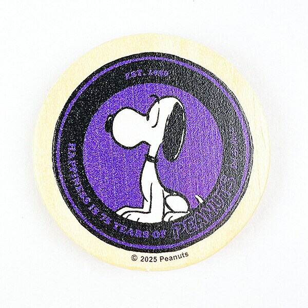 スヌーピー 丸型木のマグネット バイオレット PEANUTS 75th SNOOPY 日本製