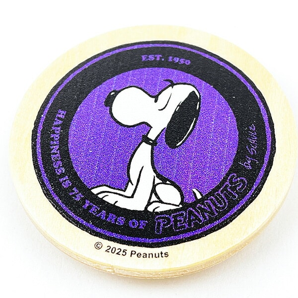スヌーピー 丸型木のマグネット バイオレット PEANUTS 75th SNOOPY 日本製