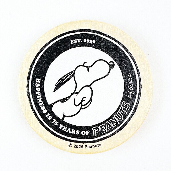 スヌーピー 丸型木のマグネット ホワイト PEANUTS 75th SNOOPY 日本製