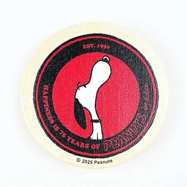 スヌーピー 丸型木のマグネット ワイン PEANUTS 75th SNOOPY 日本製