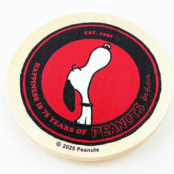 スヌーピー 丸型木のマグネット ワイン PEANUTS 75th SNOOPY 日本製