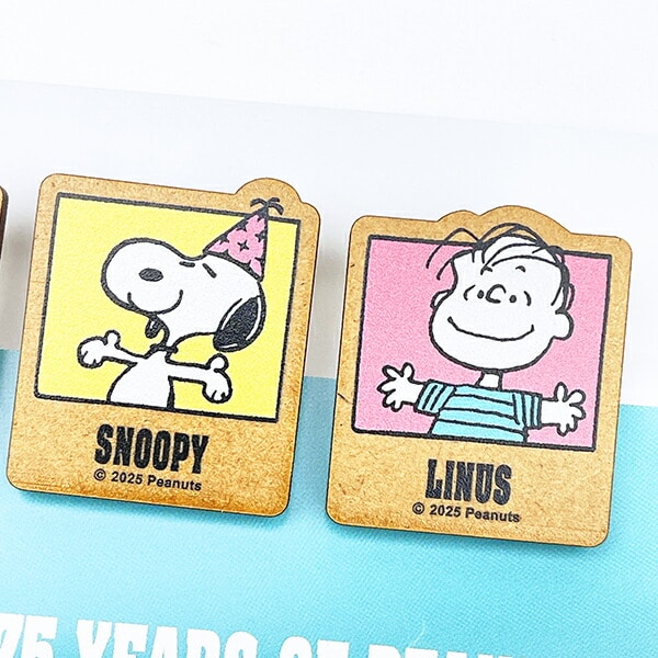 スヌーピー 木のクリップ(4個セット) パーティーグリーン 文具 PEANUTS 75th 日本製 SNOOPY