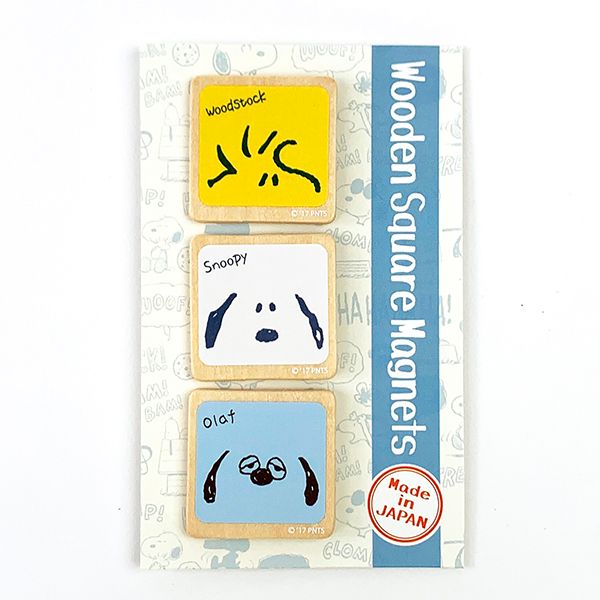 スヌーピー マグネット 3個セット スクエア フェイス 磁石 インテリア キッチン 日本製