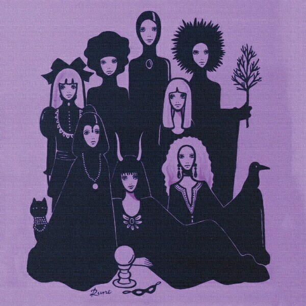 内藤ルネ キャンバスアート 八人の魔女の肖像 インテリア アートパネル