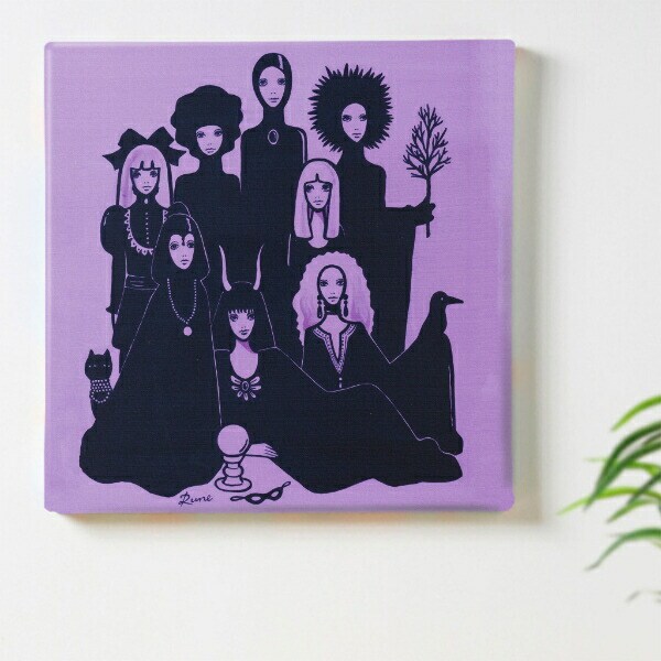 内藤ルネ キャンバスアート 八人の魔女の肖像 インテリア アートパネル