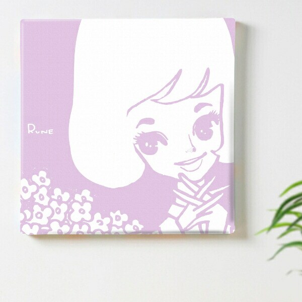 内藤ルネ キャンバスアート お花に囲まれて インテリア アートパネル