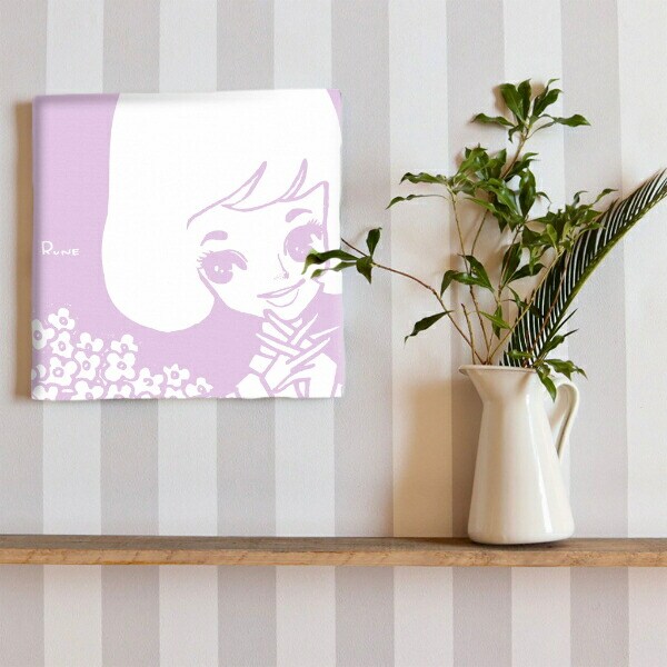 内藤ルネ キャンバスアート お花に囲まれて インテリア アートパネル