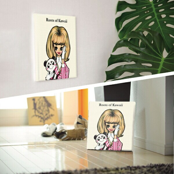 内藤ルネ キャンバスアート ルネガール＆ルネパンダ インテリア アートパネル