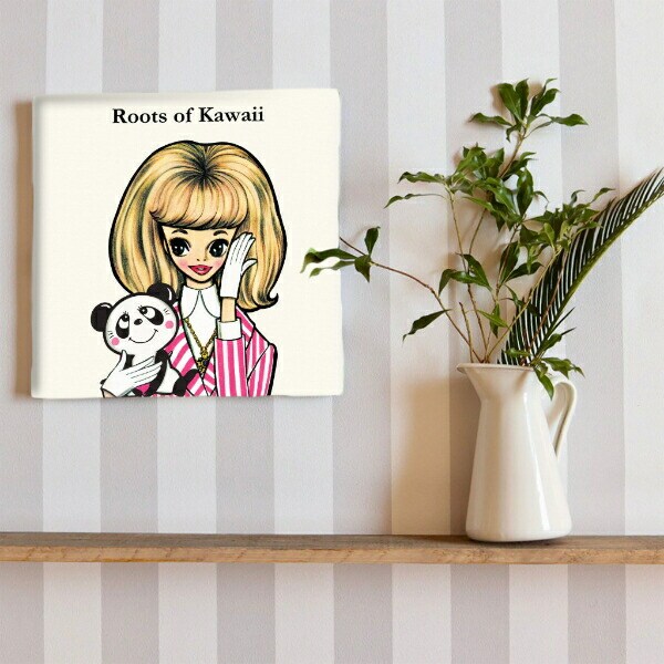 内藤ルネ キャンバスアート ルネガール＆ルネパンダ インテリア アートパネル