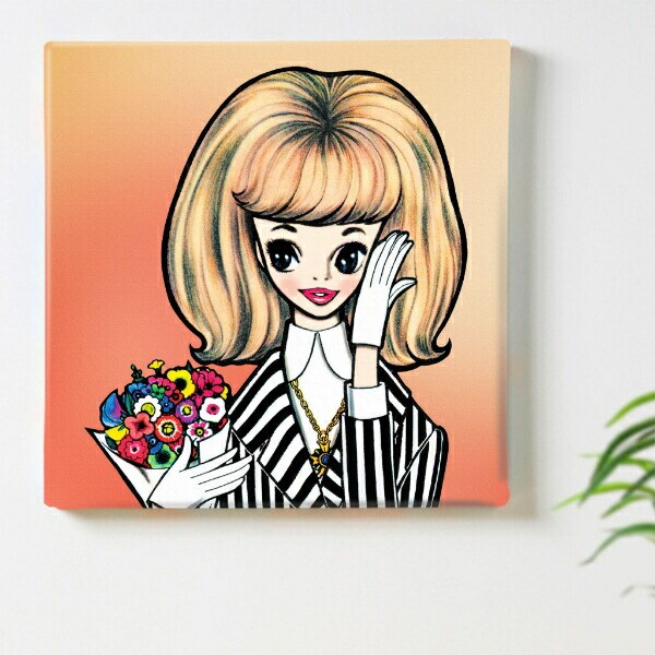 内藤ルネ キャンバスアート ルネガール＜こんにちは！マドモアゼル＞ インテリア アートパネル
