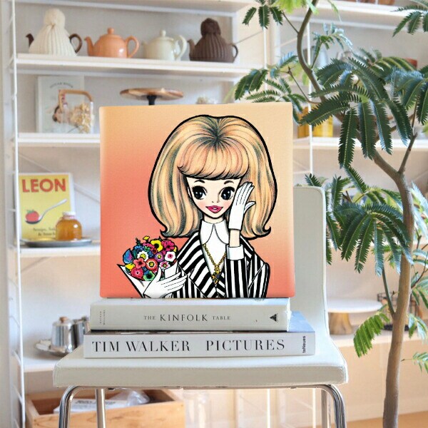 内藤ルネ キャンバスアート ルネガール＜こんにちは！マドモアゼル＞ インテリア アートパネル