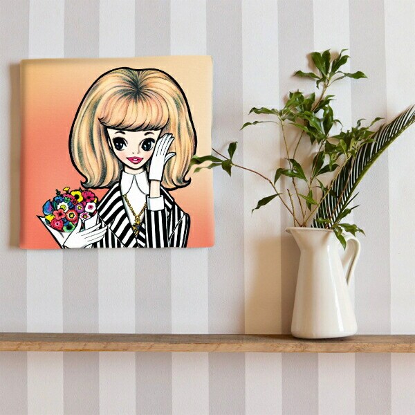 内藤ルネ キャンバスアート ルネガール＜こんにちは！マドモアゼル＞ インテリア アートパネル