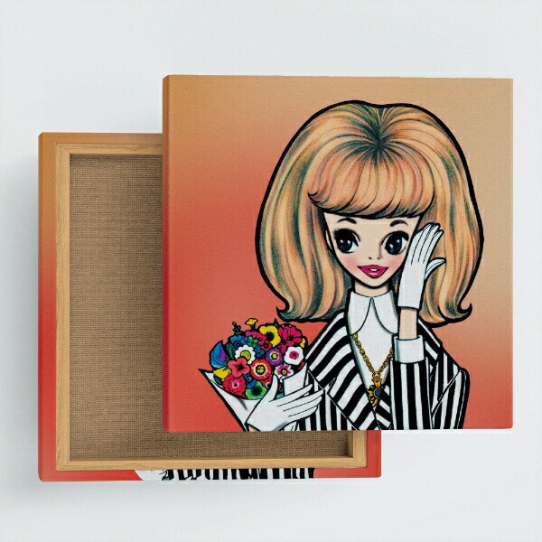 内藤ルネ キャンバスアート ルネガール＜こんにちは！マドモアゼル＞ インテリア アートパネル