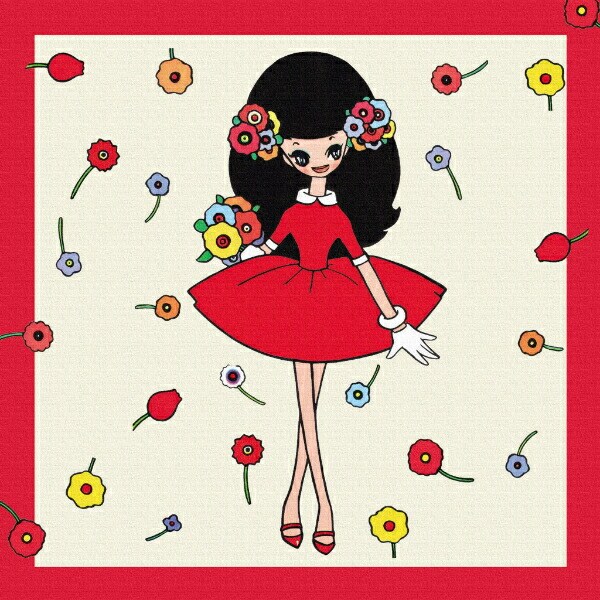 内藤ルネ キャンバスアート 赤い服の少女 インテリア アートパネル