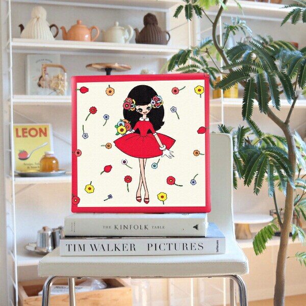 内藤ルネ キャンバスアート 赤い服の少女 インテリア アートパネル