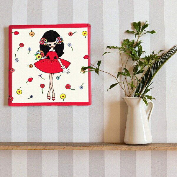 内藤ルネ キャンバスアート 赤い服の少女 インテリア アートパネル