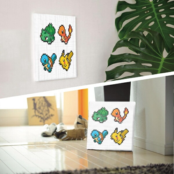 ポケットモンスター 集合(ピカチュウ＆初代御三家) アートパネル ピクセル インテリア ポケモン 日本製