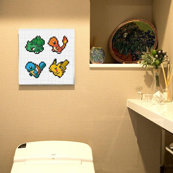 ポケットモンスター 集合(ピカチュウ＆初代御三家) アートパネル ピクセル インテリア ポケモン 日本製