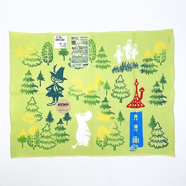 ムーミン お散歩緑 注染のハンカチ MOOMIN