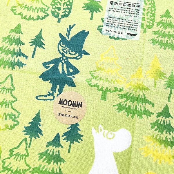 ムーミン お散歩緑 注染のハンカチ MOOMIN