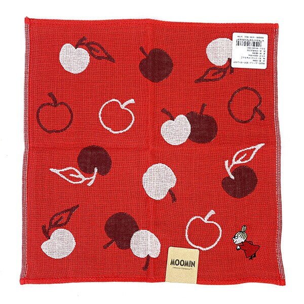 ムーミン 三重ガーゼハンカチ (リトルミイ＆りんご) レッド MOOMIN