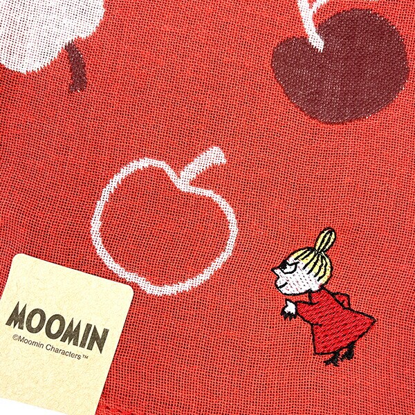 ムーミン 三重ガーゼハンカチ (リトルミイ＆りんご) レッド MOOMIN