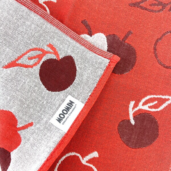 ムーミン 三重ガーゼハンカチ (リトルミイ＆りんご) レッド MOOMIN