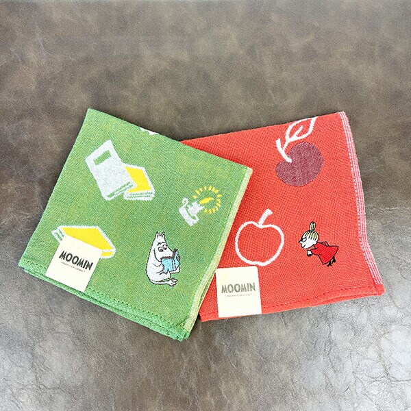 ムーミン 三重ガーゼハンカチ (リトルミイ＆りんご) レッド MOOMIN