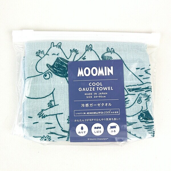 ムーミン 冷感ガーゼタオル ライトブルー 熱中症対策 サマー 日本製 MOOMIN