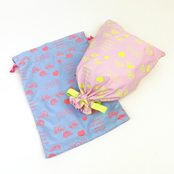 パワーパフガールズ 巾着ポーチ サックス 小物入れ コスメ ポーチ