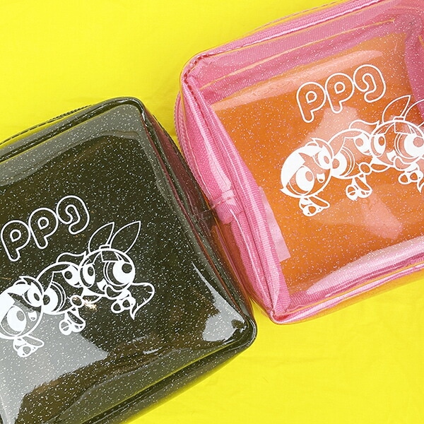 パワーパフガールズ PVCスクエアポーチ ピンク 小物入れ コスメ ポーチ
