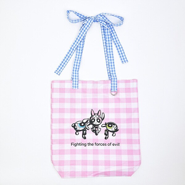 パワーパフガールズ ギンガムチェックトートバッグ ピンク パワパフ