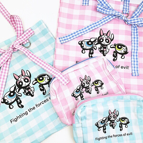 パワーパフガールズ ギンガムチェックトートバッグ ピンク パワパフ