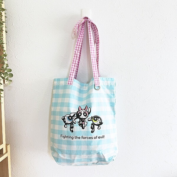 パワーパフガールズ ギンガムチェックトートバッグ サックス パワパフ
