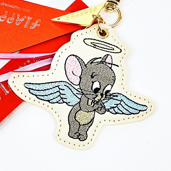 トムとジェリー ジェリー 天使と悪魔刺繍チャーム アイボリー トムジェリ